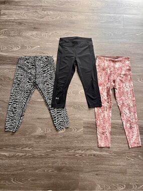 3 Legging Bundle! Calvin Klein & Under Armour animal print and black.